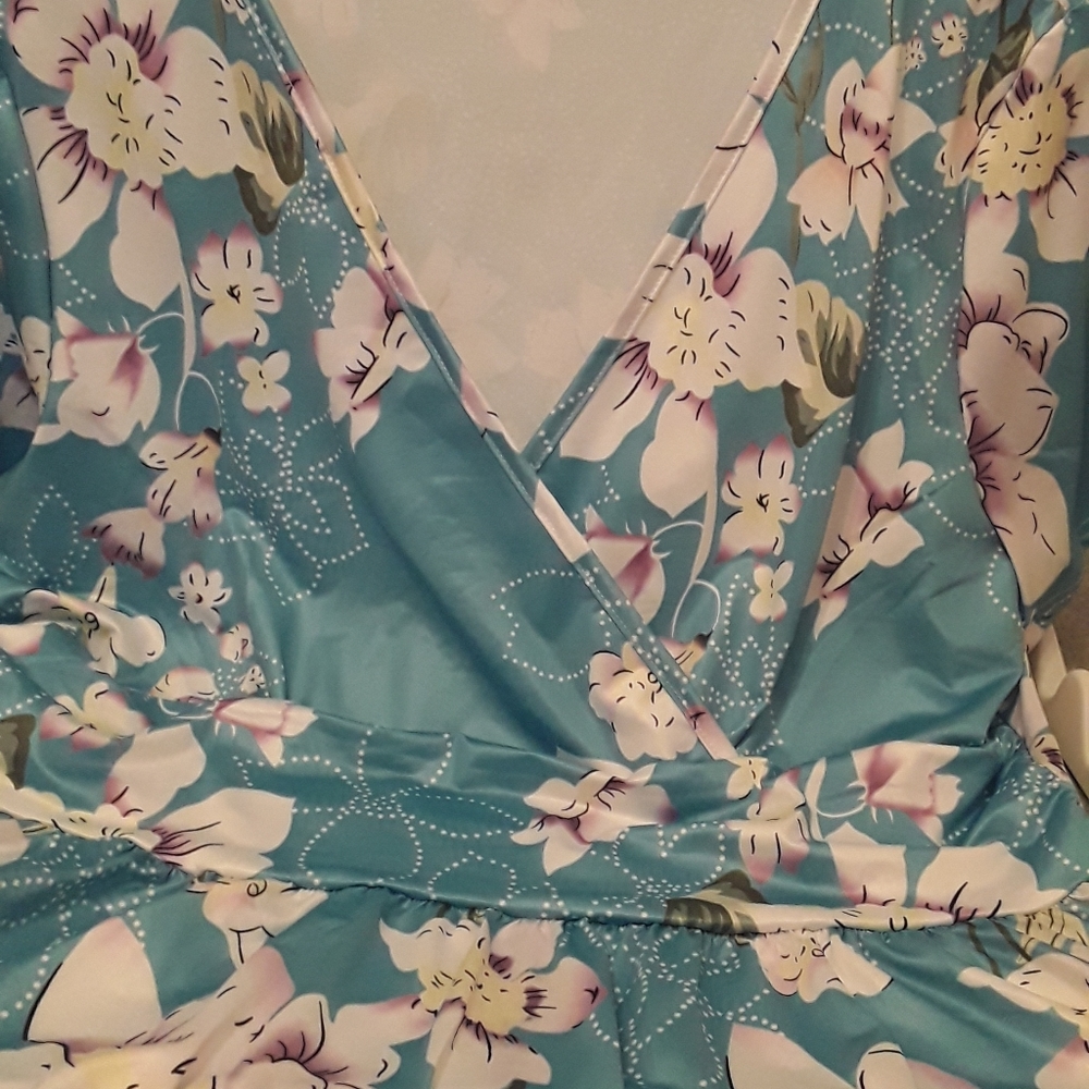 RETRO 70"s STYLE WRAP BODICE DRESS SIZE 3X